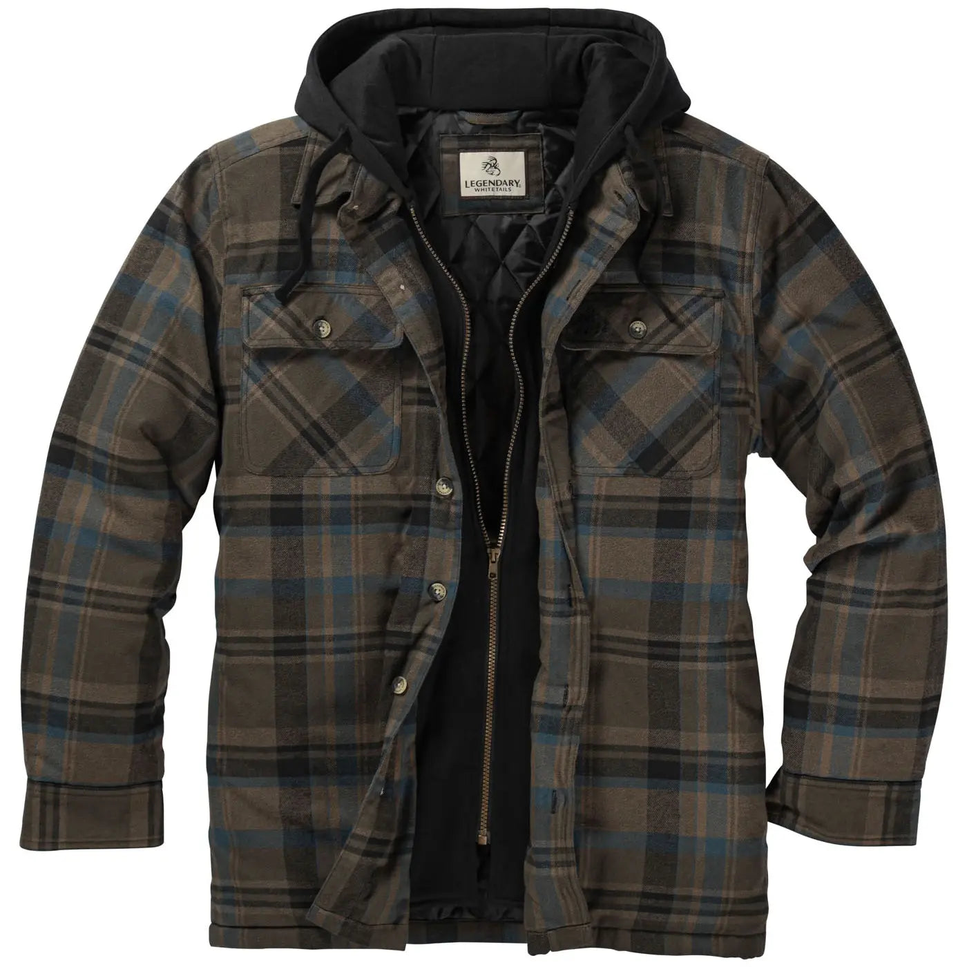 Men's Insulated Hooded Flannel Shirt Jacket – Quilted Lining, S–5XL