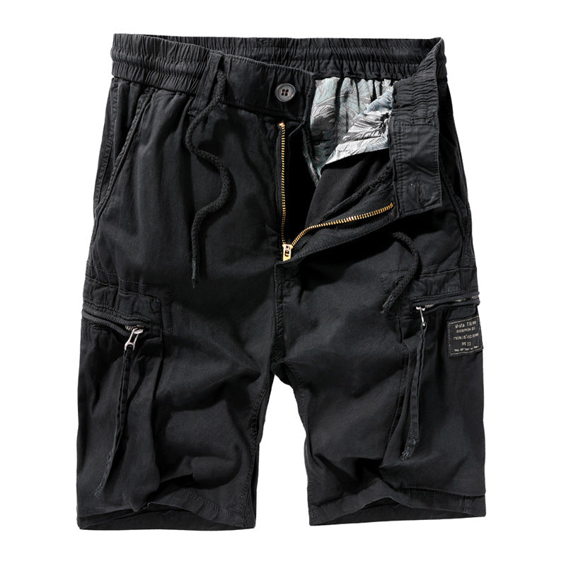 Men's Casual Solid Color Zipper Pocket Shorts