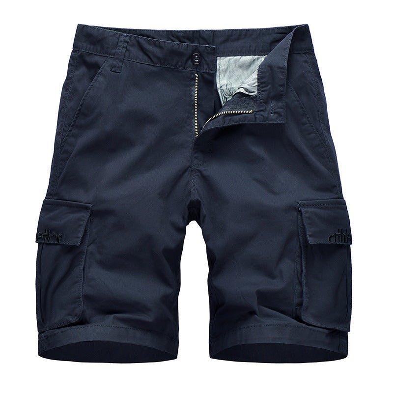 Men's Loose Embroidered-Pocket Shorts, styling detail