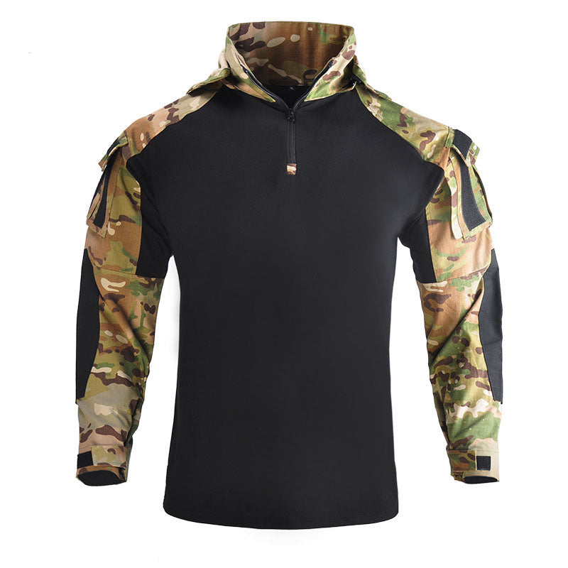 Men's Outdoor Hooded Long Sleeve T-Shirt, pocket detail