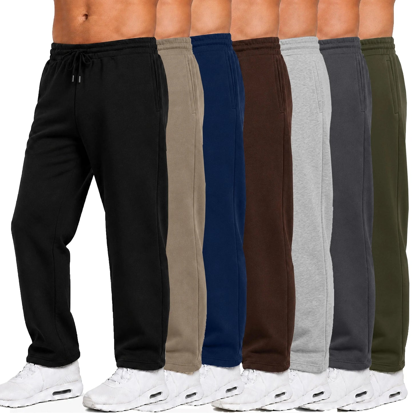 Men's Heavyweight Fleece Sweatpants 3-Pack Open Bottom Comfortable Fit