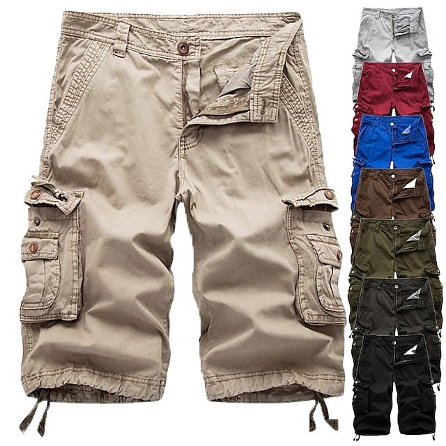 Twill multi-pocket cargo shorts for men, flap pocket detail