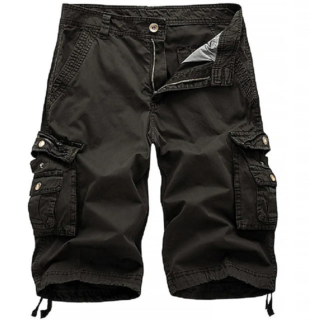 Men's twill cargo shorts metal snap pocket closure