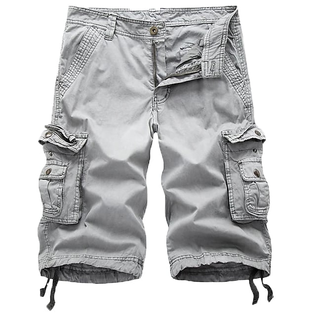 Multi-pocket twill cargo shorts men's relaxed fit