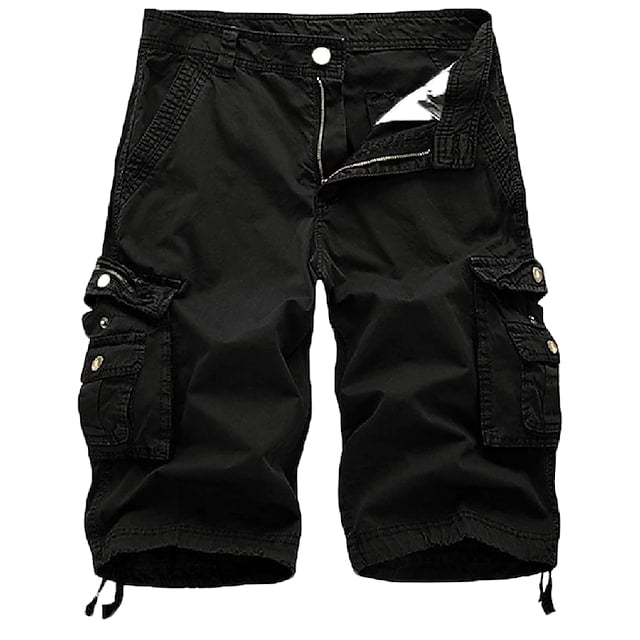 Men's twill cargo shorts drawstring hem detail