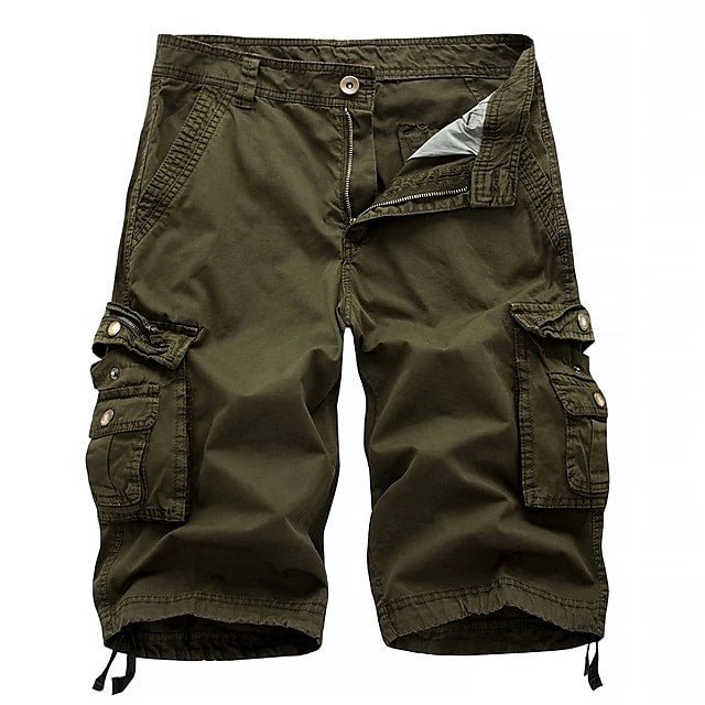 Men's washed cotton cargo shorts available colors