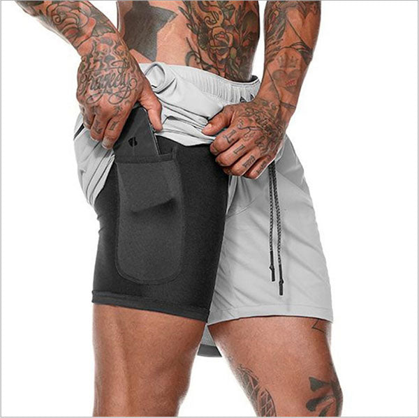 Men's Double-Layer Sports Beach Shorts, fit view