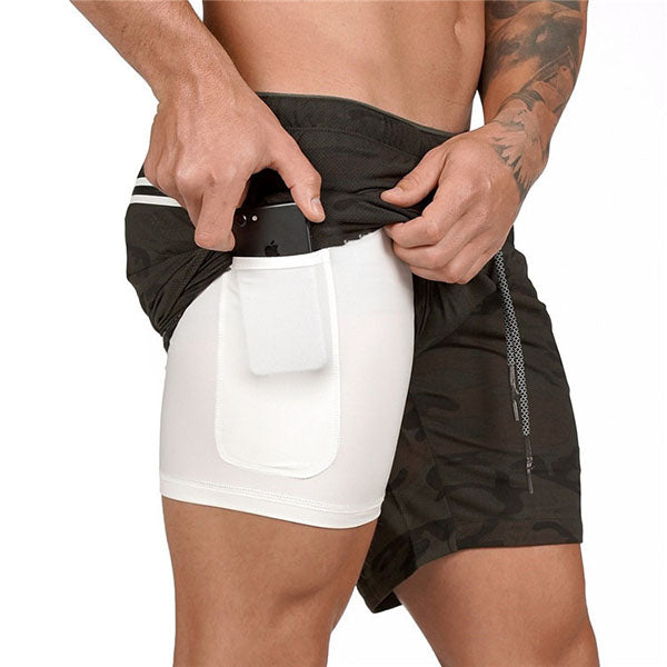 Men's Double-Layer Sports Beach Shorts, pocket detail