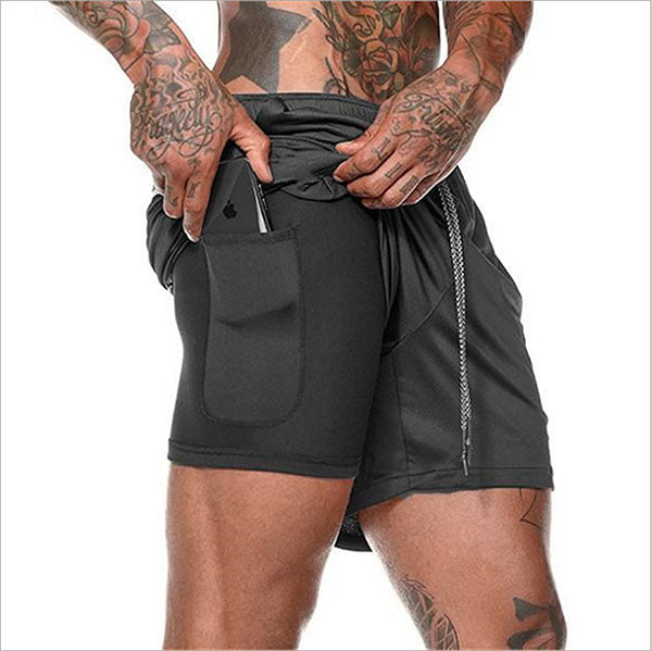 Men's Double-Layer Sports Beach Shorts, front view