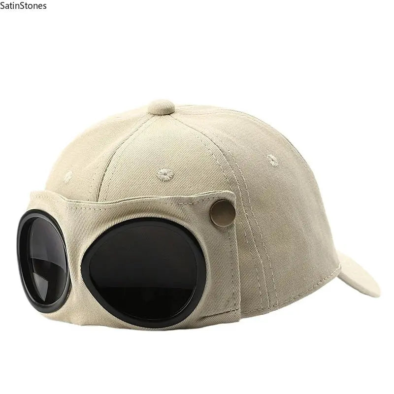 Men's Korean-Style Pilot Baseball Cap with Curved Visor