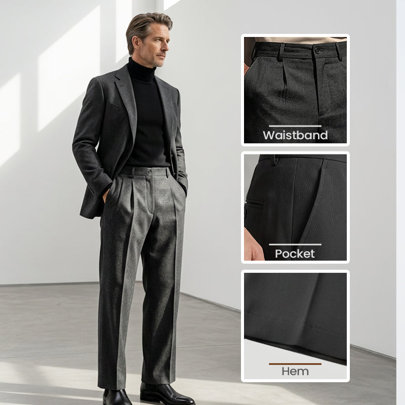 Men's Wide-Leg Pants Breezy Pleats, Effortless Pull-On, fabric detail