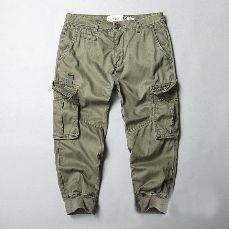 Men's Outdoor Cotton Loose Multi-Pocket Pants, close-up detail