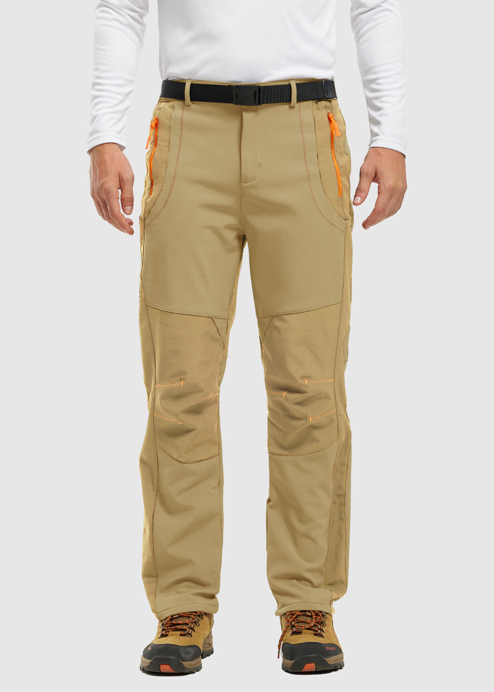 Men's Water-Resistant Fleece-Lined Snow Ski Pants, fabric detail