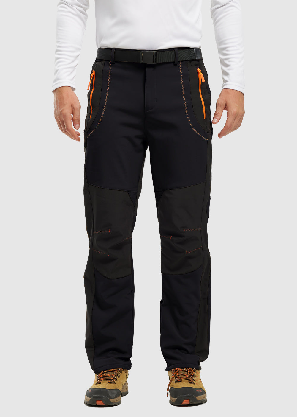 Men's Water-Resistant Fleece-Lined Snow Ski Pants, fabric detail