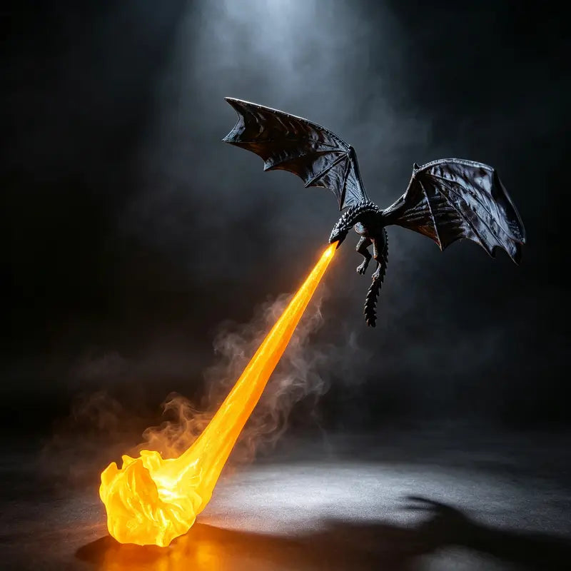 Dragon Flame Book Nook with LED Light – 3D Printed Dragon Bookshelf Decor