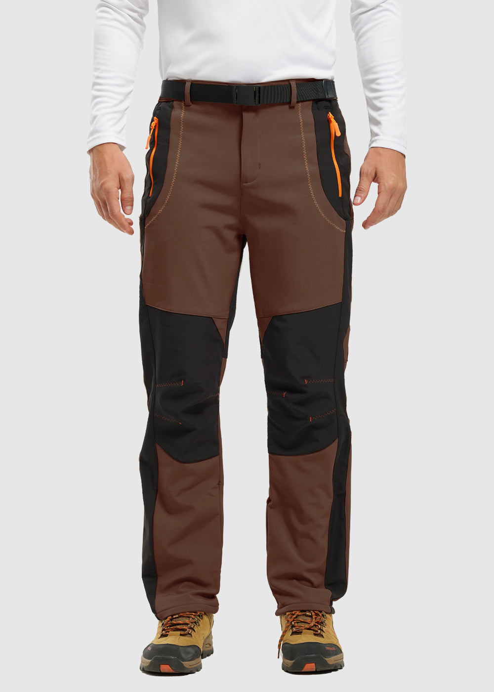 Men's Water-Resistant Fleece-Lined Snow Ski Pants, worn lifestyle shot