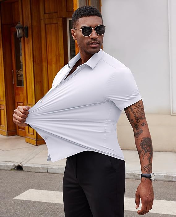 Men's Slim Fit Short Sleeve Dress Shirts