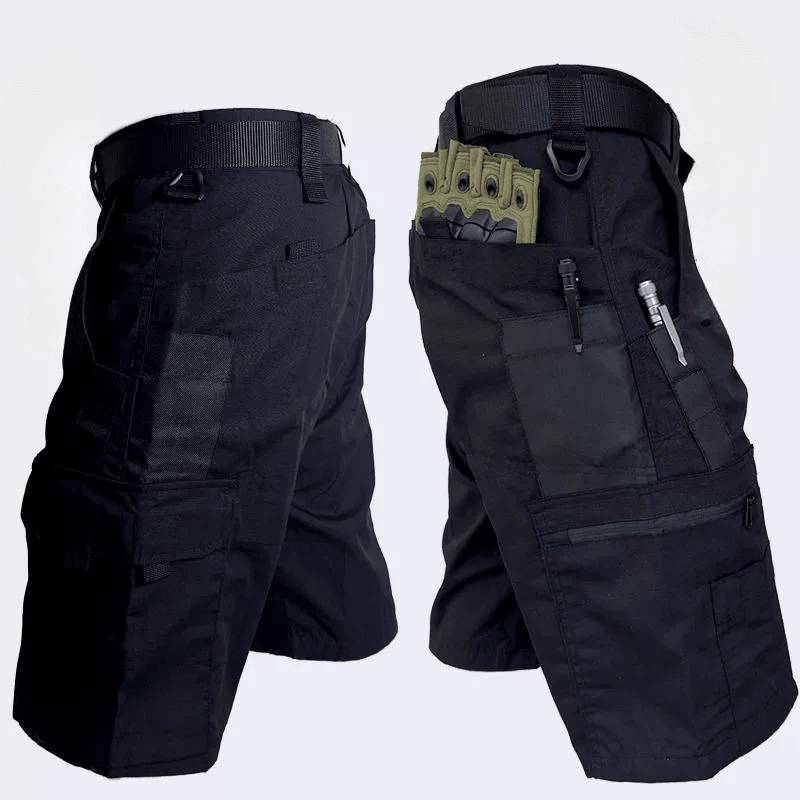Men's quick-dry cargo shorts black camo color