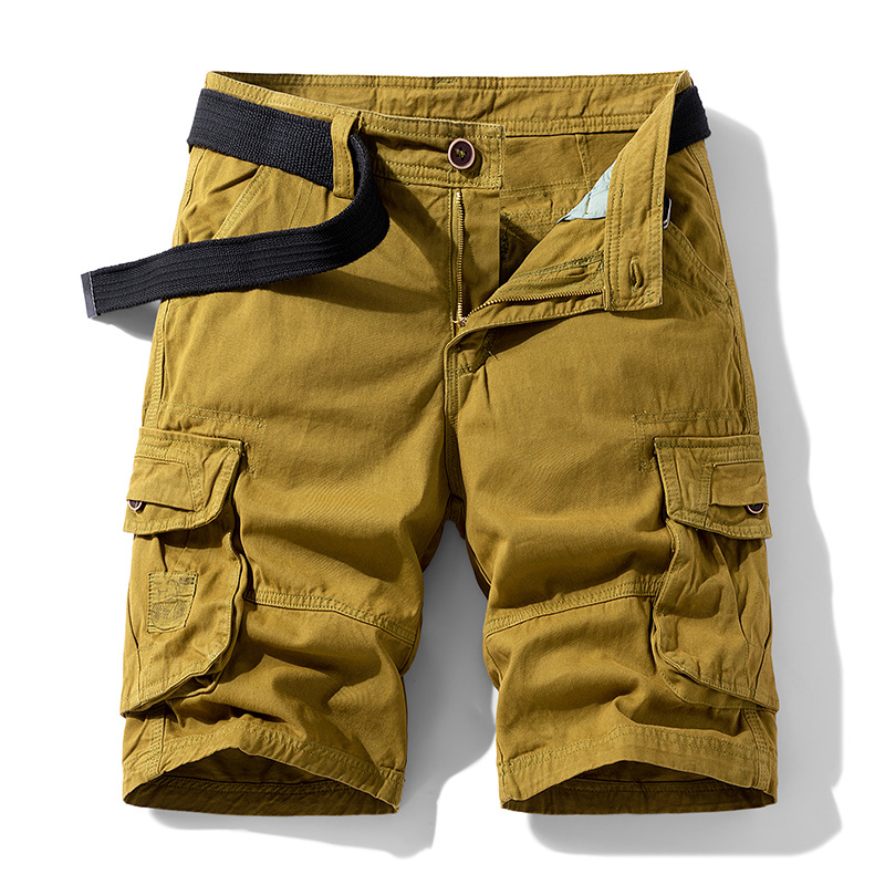 Men's camo cargo shorts khaki solid color