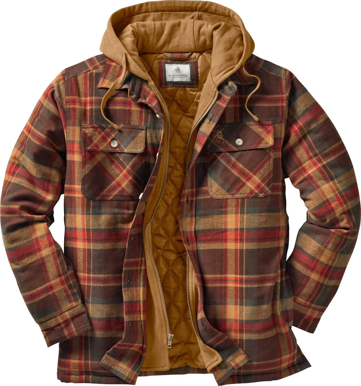 Men's Insulated Hooded Flannel Shirt Jacket – Quilted Lining, S–5XL