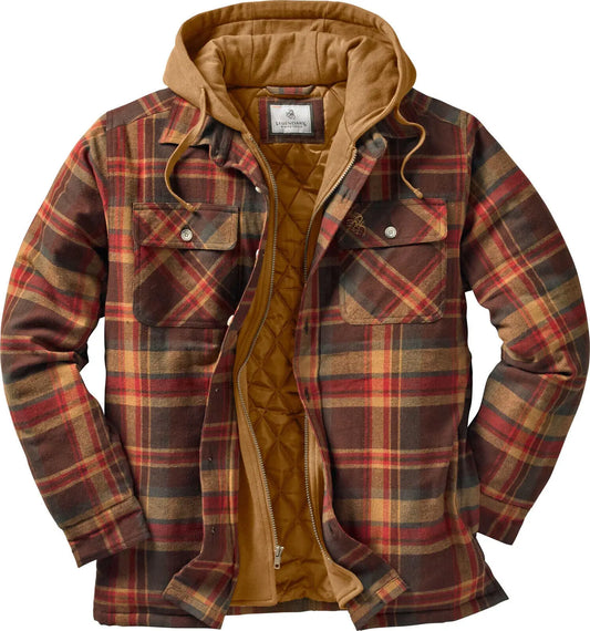 Men's Insulated Hooded Flannel Shirt Jacket – Quilted Lining, S–5XL