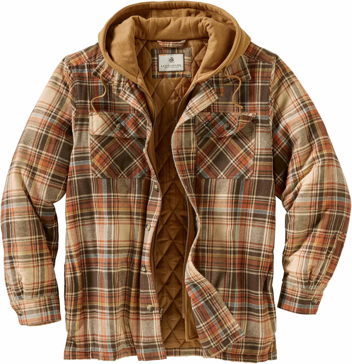 Men's Insulated Hooded Flannel Shirt Jacket – Quilted Lining, S–5XL