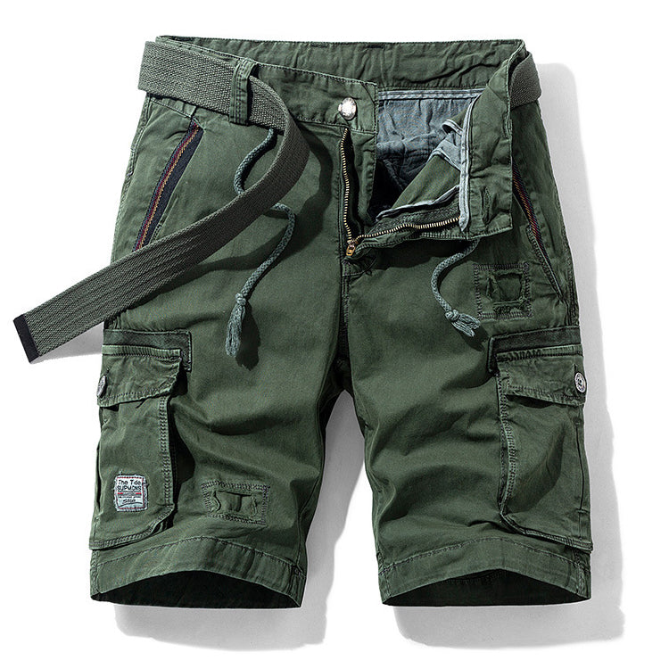 Men's Casual Straight-Leg Multi-Pocket Shorts, close-up detail