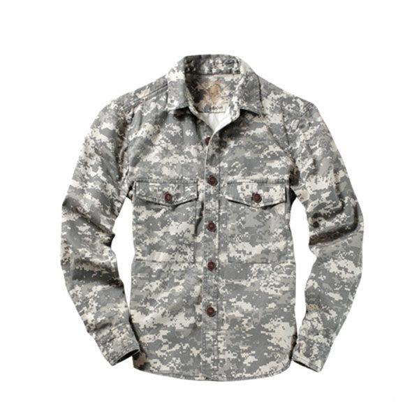 Men's Outdoor Camo Long Sleeve Shirt, close-up detail