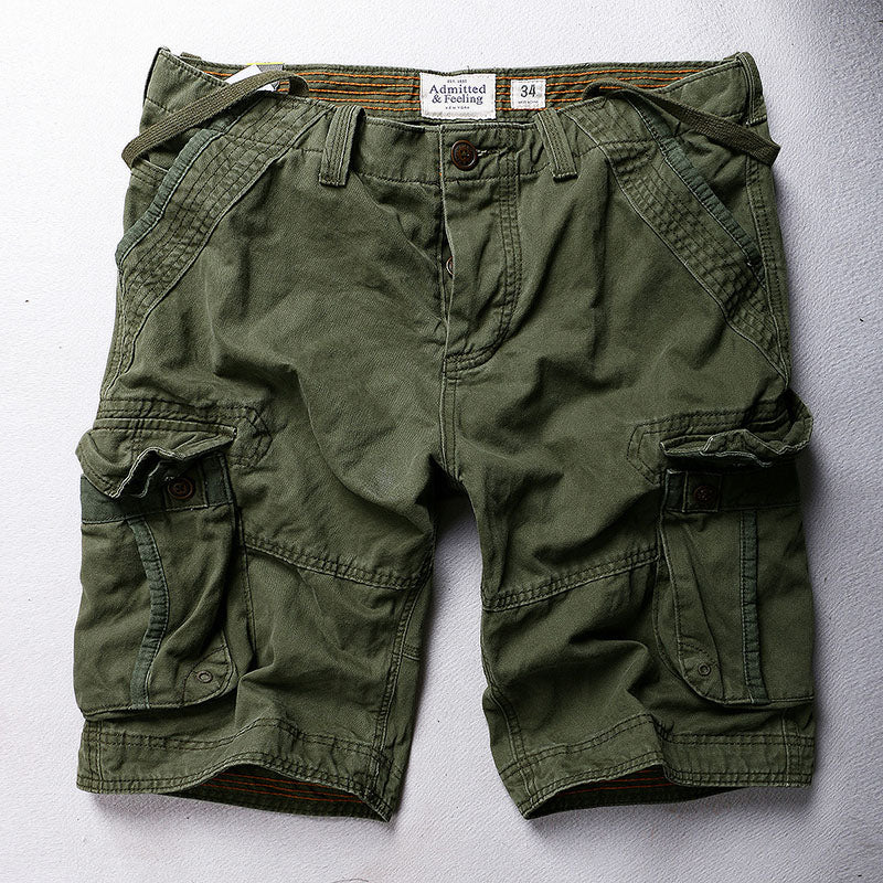 Men's Casual Camo Large-Pocket Shorts, waist detail