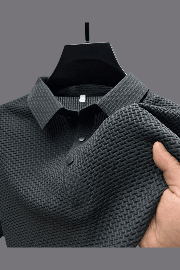 Men's Lightweight Breathable Waffle Knit Polo, front view