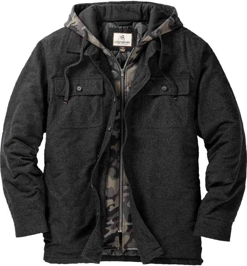 Men's Insulated Hooded Flannel Shirt Jacket – Quilted Lining, S–5XL