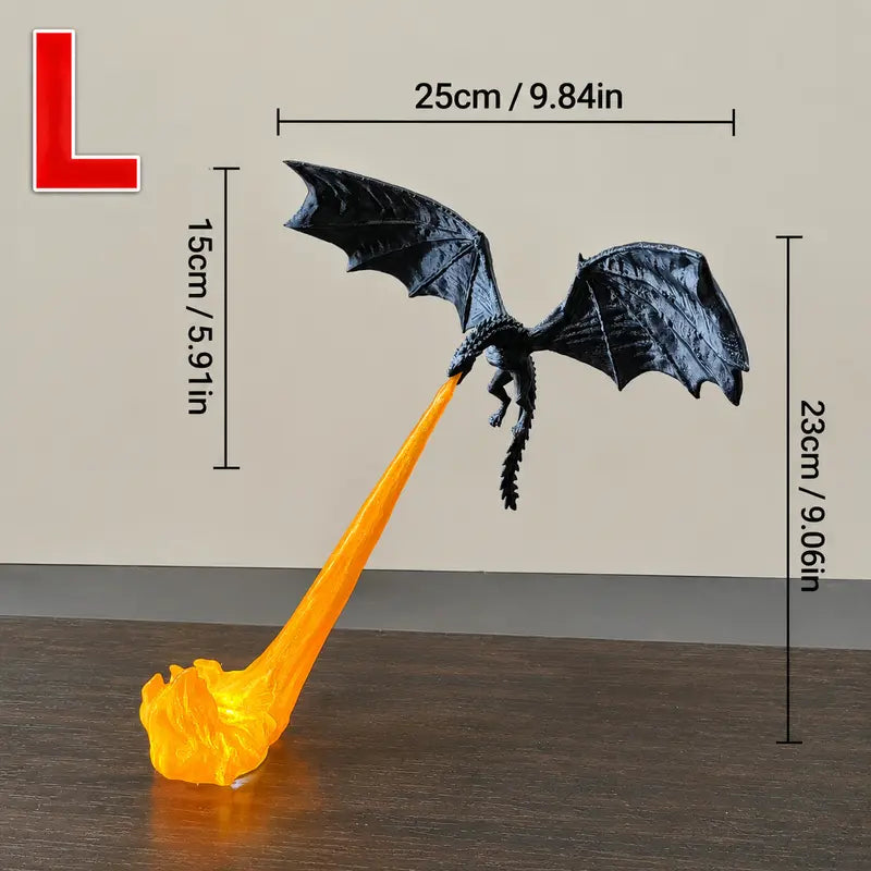 Dragon Flame Book Nook with LED Light – 3D Printed Dragon Bookshelf Decor