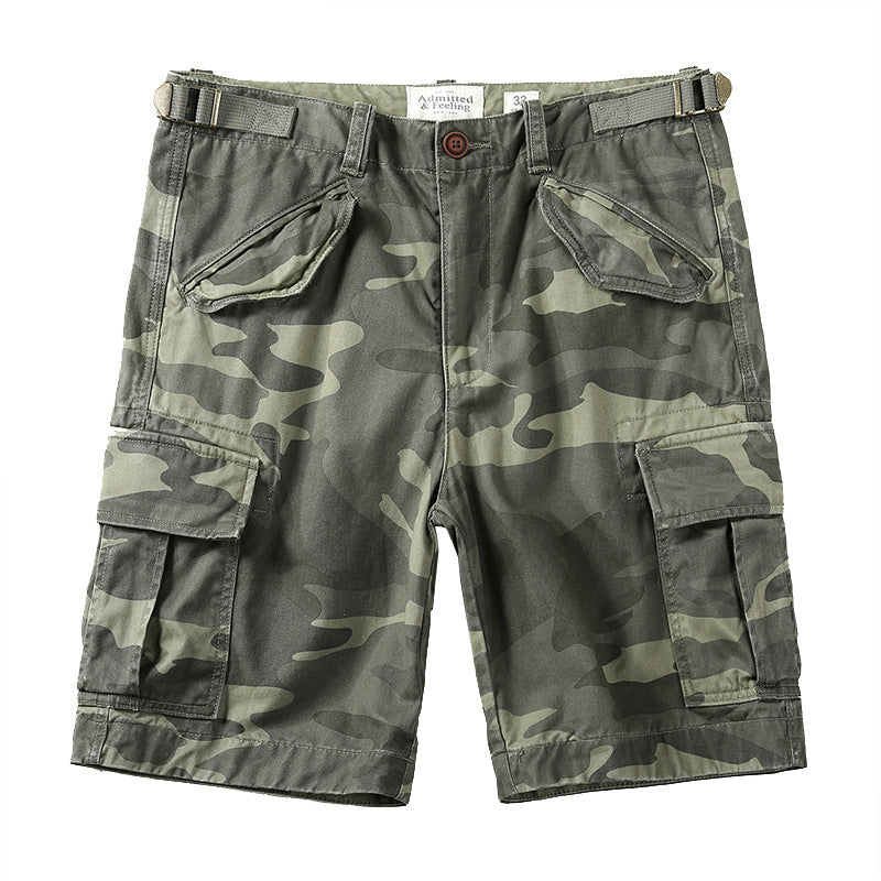 Men's Casual Camo Elastic Cargo Shorts, detail view