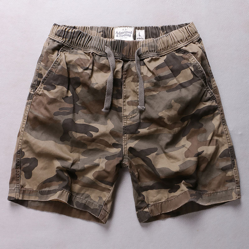 Men's Outdoor Leisure Elastic-Waist Beach Shorts, waist detail