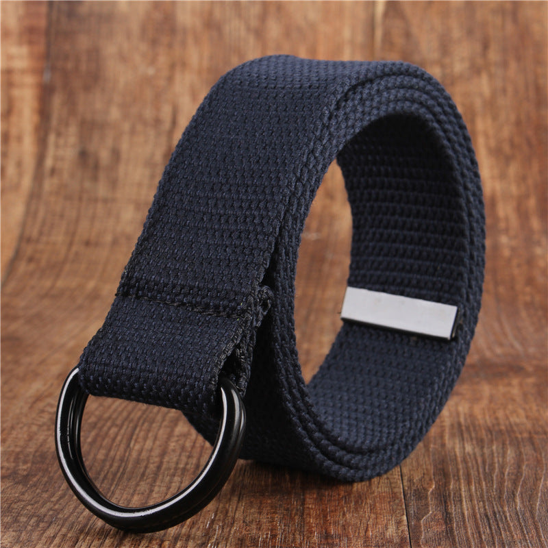 Men's Double Buckle Canvas Belt, fit view