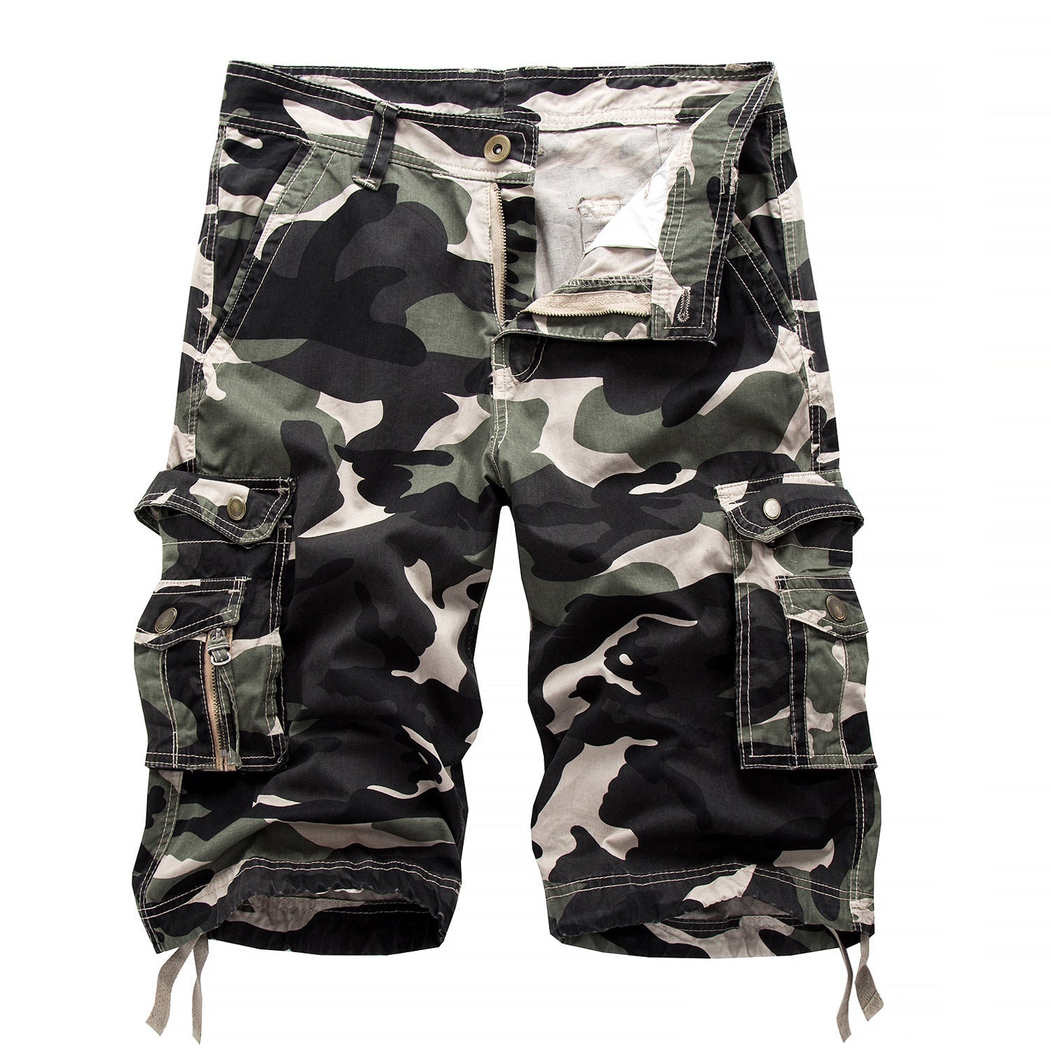 Men's Outdoor Camo Cargo Shorts, worn lifestyle shot