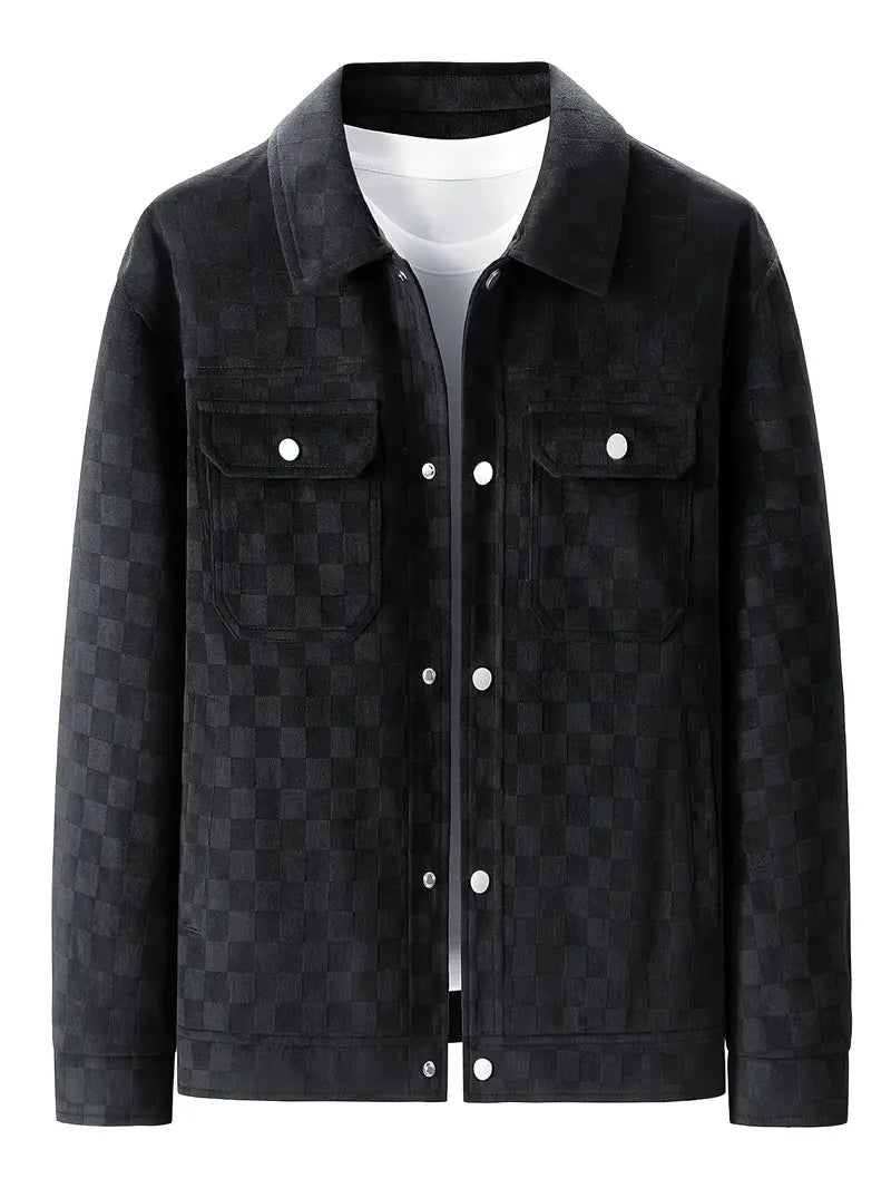 Men’s Printed Snap Button Utility Jacket With Chest Pockets