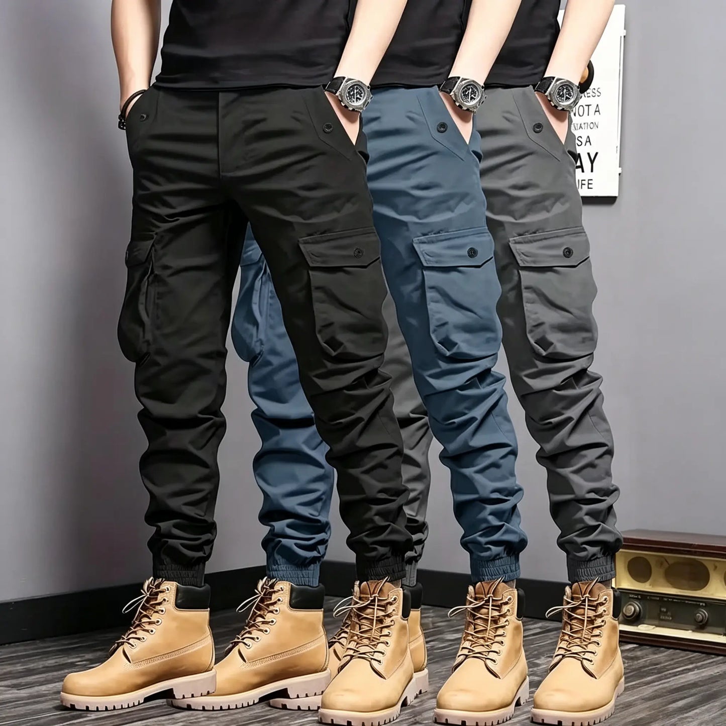 Men's Multi-Color Cargo Joggers Tactical Workwear
