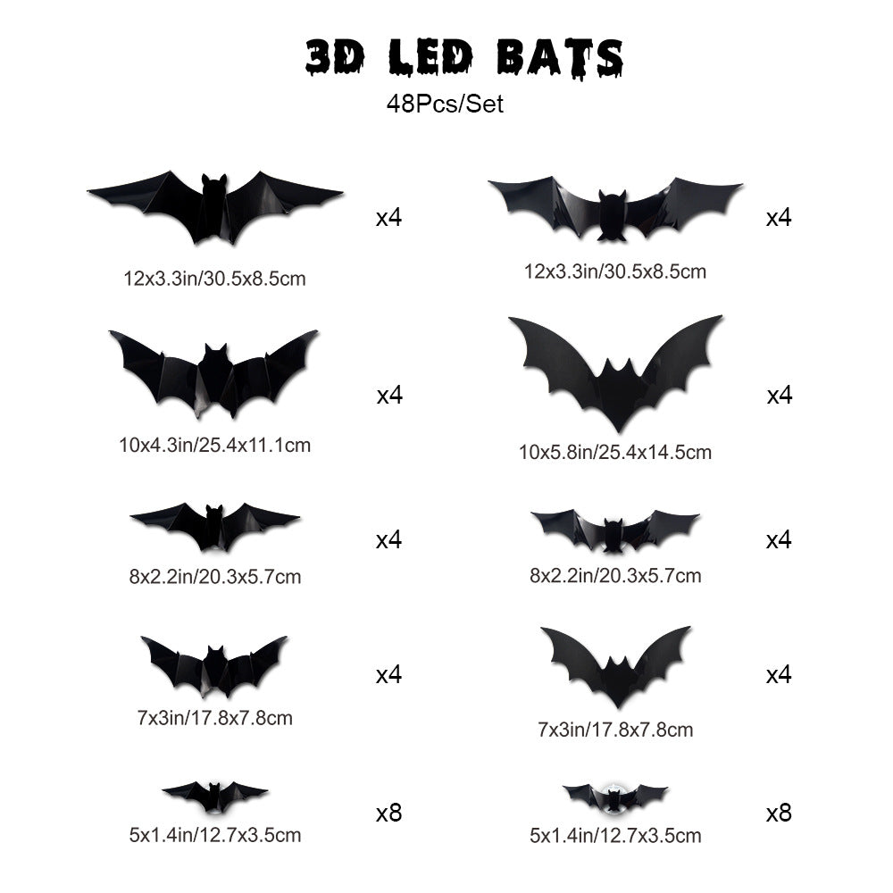 🎁🔥 3D Bat Light Design LED Decorations （contains three sizes: large, medium and small）