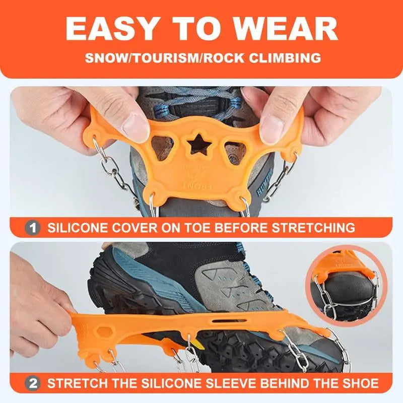 Ice Cleats for Shoes & Boots – 8-Spike Anti-Slip Snow & Ice Traction Grips for Walking & Hiking