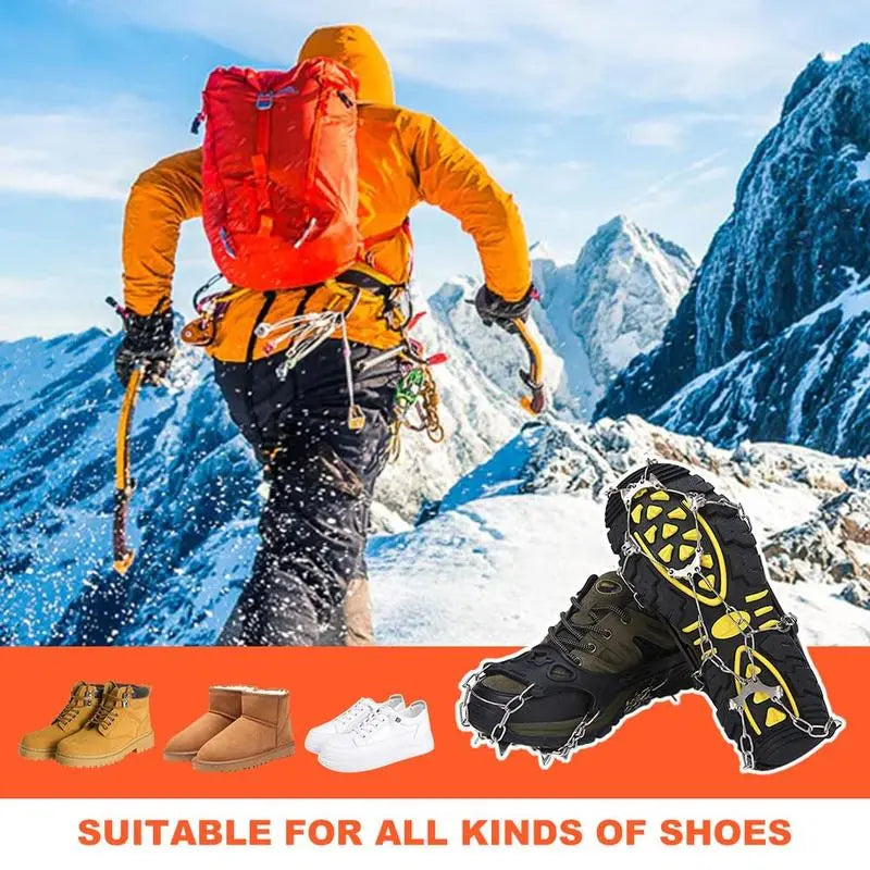 Ice Cleats for Shoes & Boots – 8-Spike Anti-Slip Snow & Ice Traction Grips for Walking & Hiking