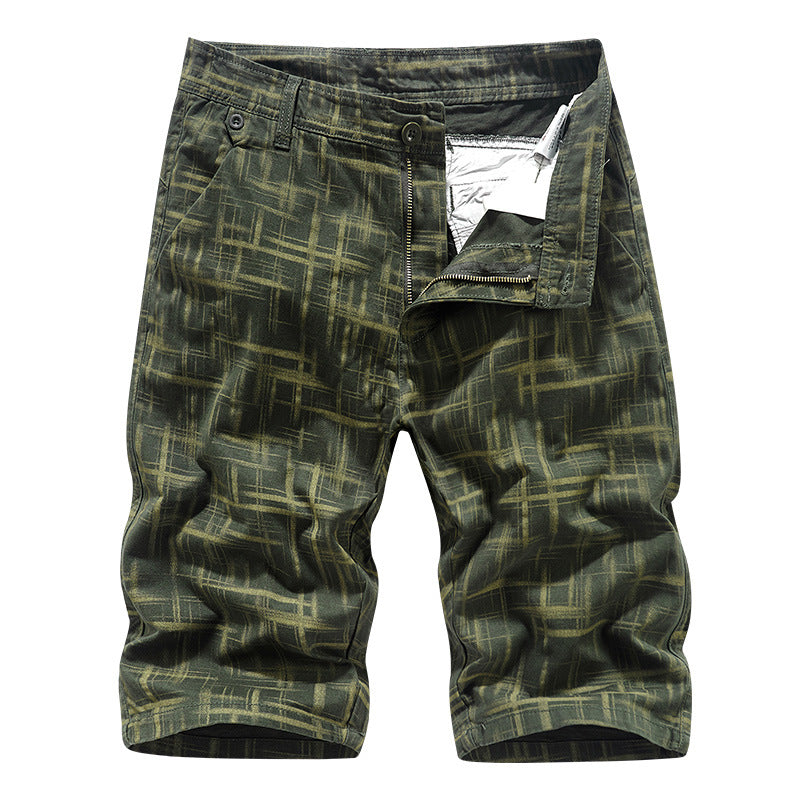 Men's Casual Washed Plaid Shorts, styling detail