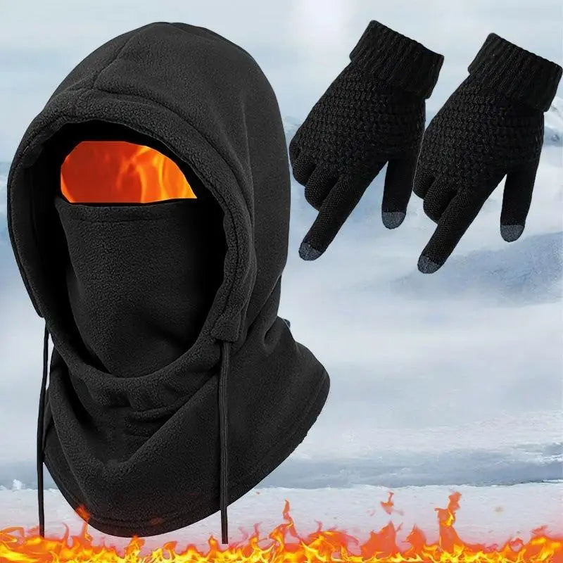 Unisex Winter Warm Set – Windproof Full-Face Mask, Touchscreen Gloves & Thermal Socks
