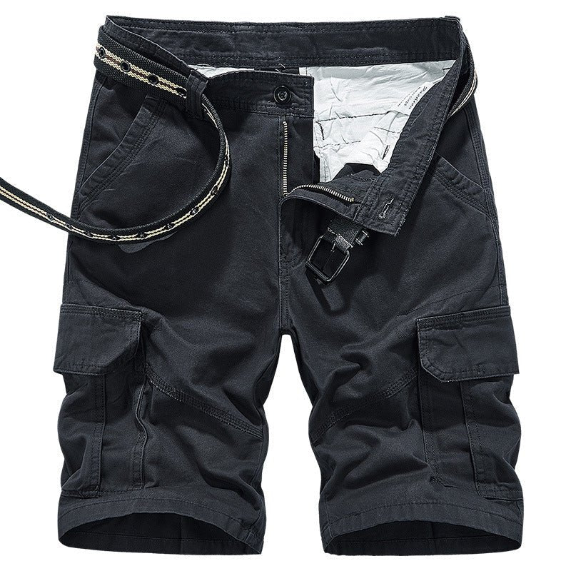 Men's Overalls Casual Loose Multi-Pocket Washed Shorts, worn lifestyle shot
