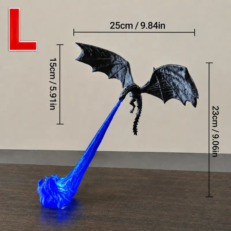 Dragon Flame Book Nook with LED Light – 3D Printed Dragon Bookshelf Decor