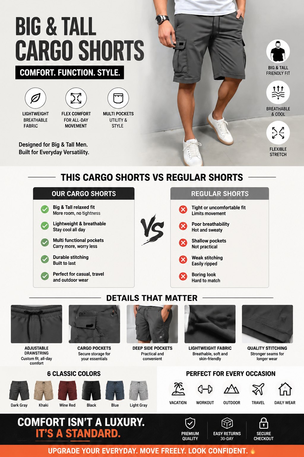 BIG & TALLCARGO SHORTS