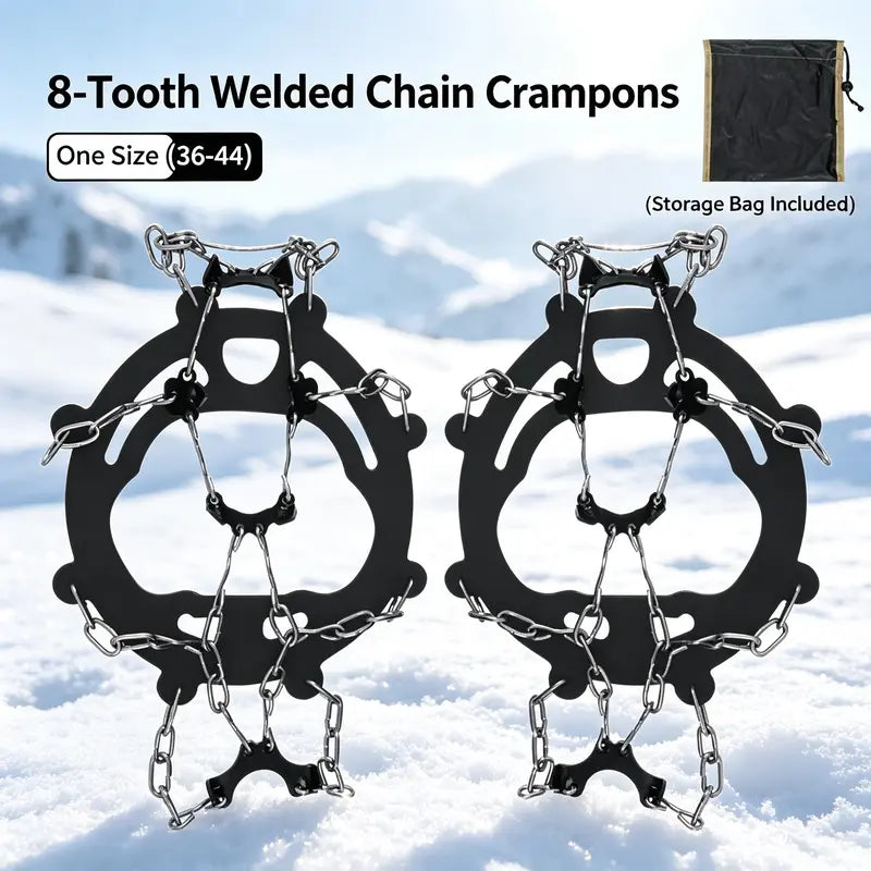 Ice Cleats for Shoes & Boots – 8-Spike Anti-Slip Snow & Ice Traction Grips for Walking & Hiking