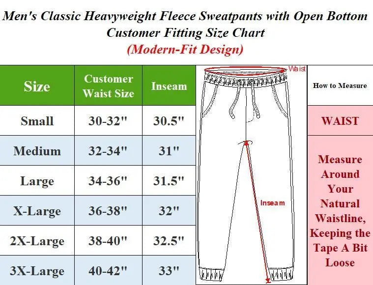 Men's Heavyweight Fleece Sweatpants 3-Pack Open Bottom Comfortable Fit