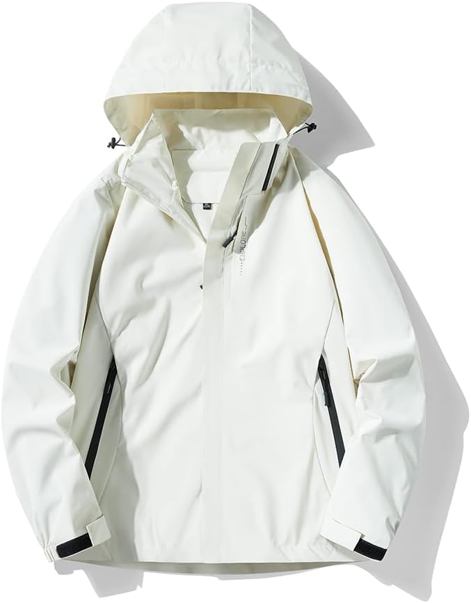 Men’s Waterproof Lightweight Rain Jacket with Removable Hood