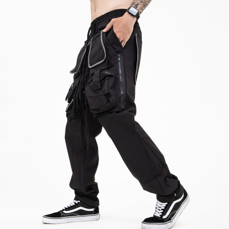 Multi-Pocket Functional Workwear Loose Casual Drawstring Men's Trousers
